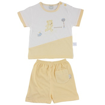 巧尼熊 宝宝夏装 2013新款 肩开短袖短裤套装 