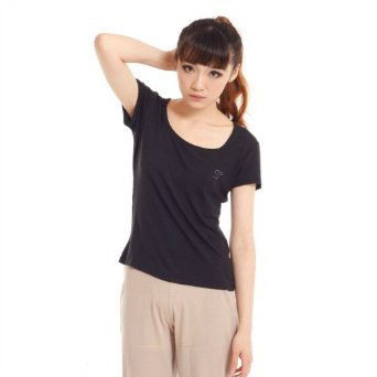 士家居系列 女式莫代尔大圆领弹力短袖衫 - 抹