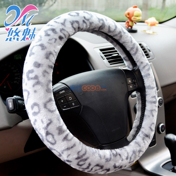 悠魅 豹纹汽车方向盘把套 灰色 - 方向盘套\/座套
