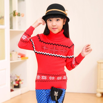 装秋冬新款女童韩版时尚欧美风针织雪花<em>毛衣</em>_