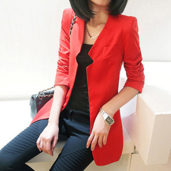 韩版2014<em>春装</em>新款<em>休闲</em>上衣<em>女</em>修身<em>外套</em>中长款