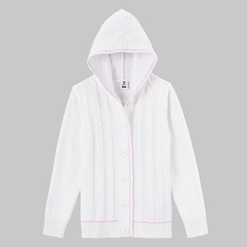 麻花辫戴<em>帽针织开衫</em>(女童) - 毛衣/针织衫/婴童装