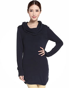 [卡尔文克莱恩 ]<em>女款</em>深<em>蓝色高领</em>套头<em>毛衣</em> - <em>毛衣</em>