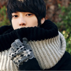 潮流款式 针织男士韩版围巾 套头毛线设计围巾