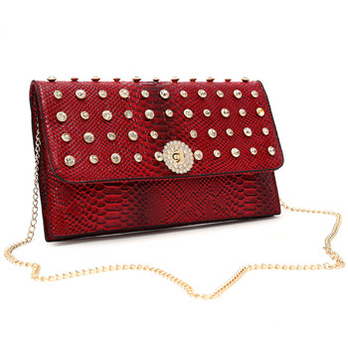BELMONDO2014新款蛇纹镶钻女士手拿包DE