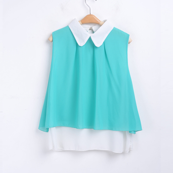 VEE 2013夏季新款热卖雪纺衫轻纱无袖衬衣雪