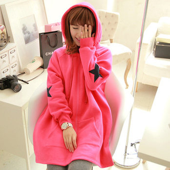 GWNZ STORY韩版<em>秋冬</em>新款<em>长款</em>连帽<em>开衫</em>宽松