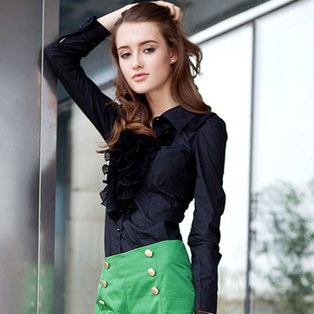 欧迅2013春装新款女装 韩版修身显瘦百搭雪纺