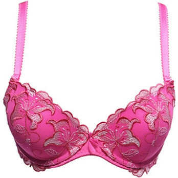 歌瑞尔 雪在烧少女文胸聚拢粉色蕾丝OL性感糖