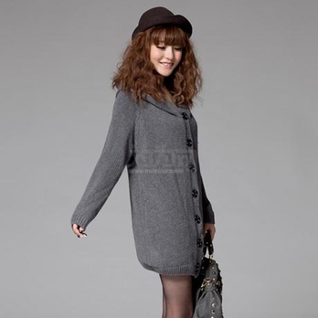 麦田姑娘 宽松加厚<em>加绒</em>中长<em>毛衣冬装</em>大码带帽