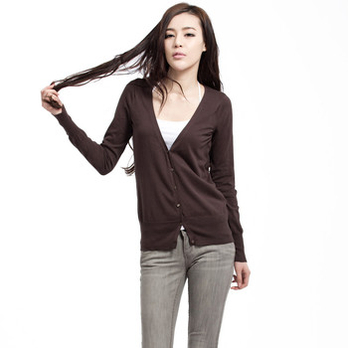 荻嘉茂(TICAMO) 经典V领<em>修身针织开衫</em> 77302