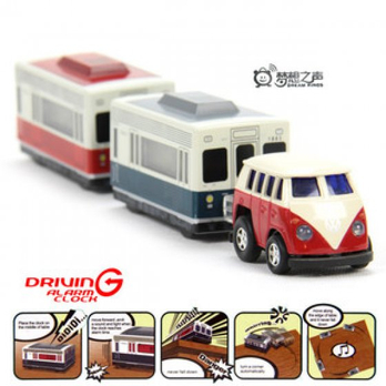  梦想之声  复古自转弯巴士闹钟 卡通时钟 创意闹