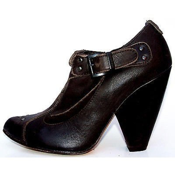 Diesel 迪赛 女士真皮简约粗跟高跟鞋 黑色 8.5