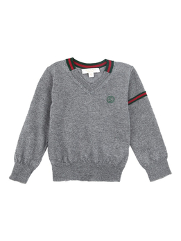 GUCCI古琦灰色羊毛材质条纹图案帅气<em>男童</em>针