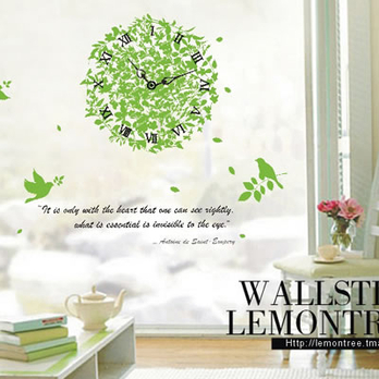 花卉时钟可移墙贴 |卧室床头客厅电视背景墙贴