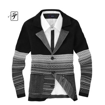 <em>男装</em>西装韩版修身毛衣便西<em>黑色</em>西装<em>开衫</em>毛线衣