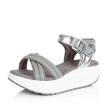 丽2013夏季银色贴膜羊皮\/灰色羊绒皮女凉鞋3