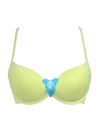 happbra绿色色系光滑杯面可放插<em>垫文胸</em>