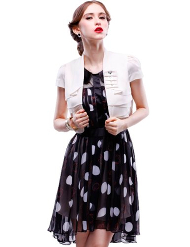 Maxchic 玛汐 2012夏季女士短<em>外套</em>搭配<em>波点连衣裙</em>