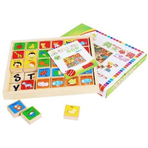 全家欢 益智早教木制玩具英文单词智力儿童拼