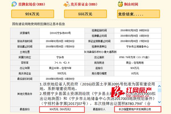 宁乡市9宗土地\"出嫁\" 成交总额4301万