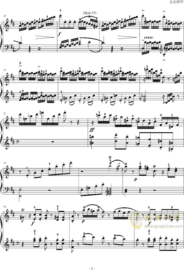 d大调小奏鸣曲第一乐章 海顿 钢琴谱 跪求_360