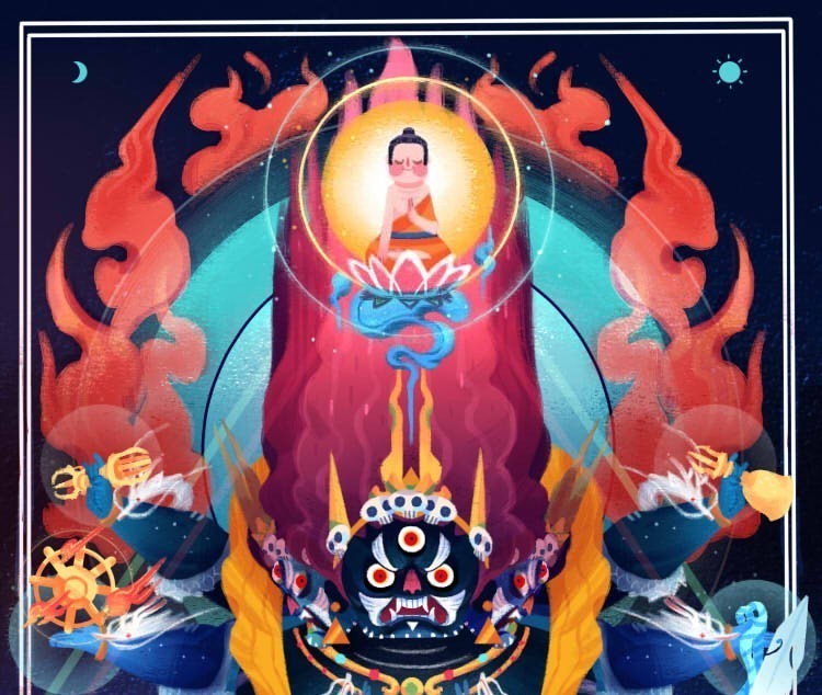 超帅的一组佛像绘画作品,这样的画风我喜欢