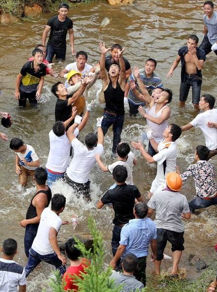 干旱了几十年的小河, 在一场大雨后冒出许多鱼，捡鱼捡得手软