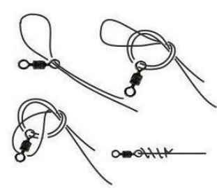 绑好鱼钩的子线一般有两种,第一种是打结的子线,第二种是非打结的子
