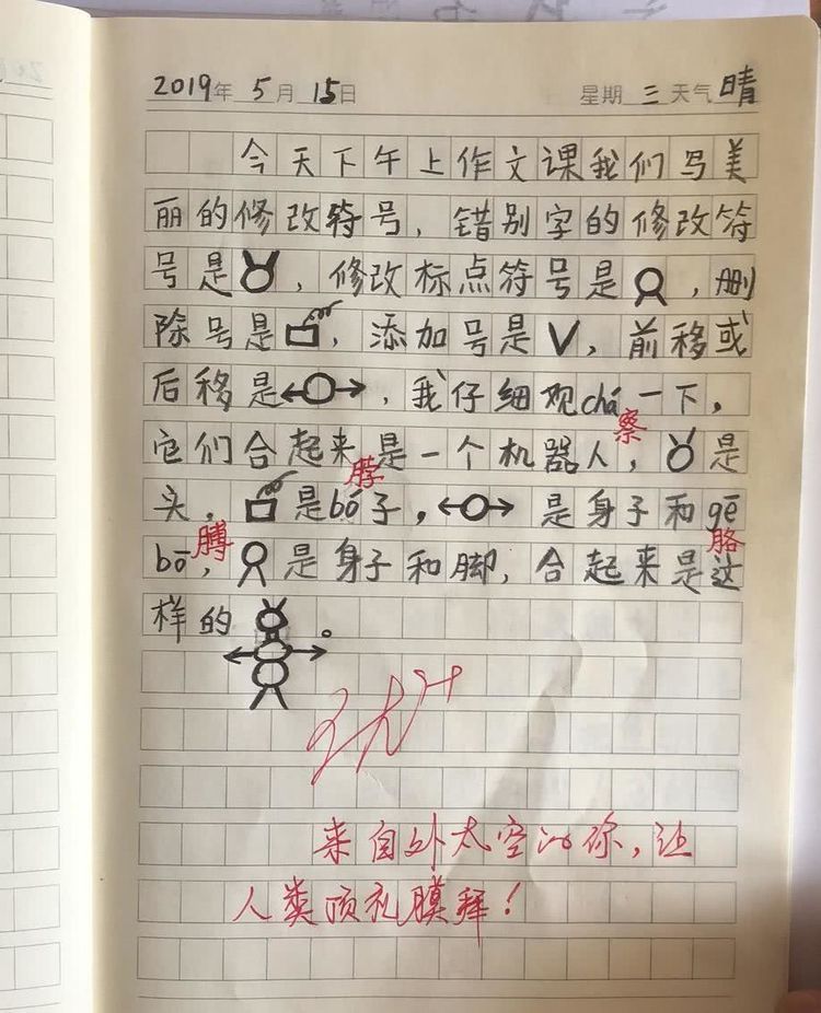 小学生日记太有,习题年级:来自外太空的你,让评语二小学?充老师图片