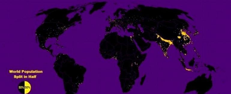 地图看世界;人类全球足迹分布图, 地球上人迹罕