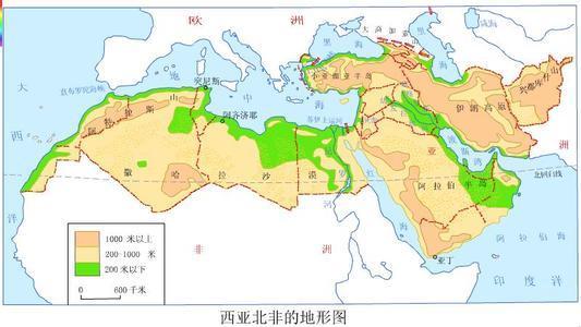 西亚与北非的地图
