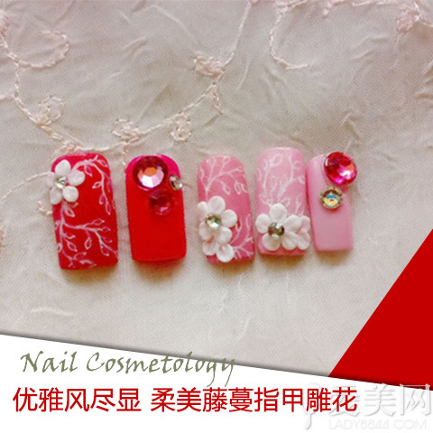 优雅风美甲教程柔美藤蔓指甲雕花_360问答