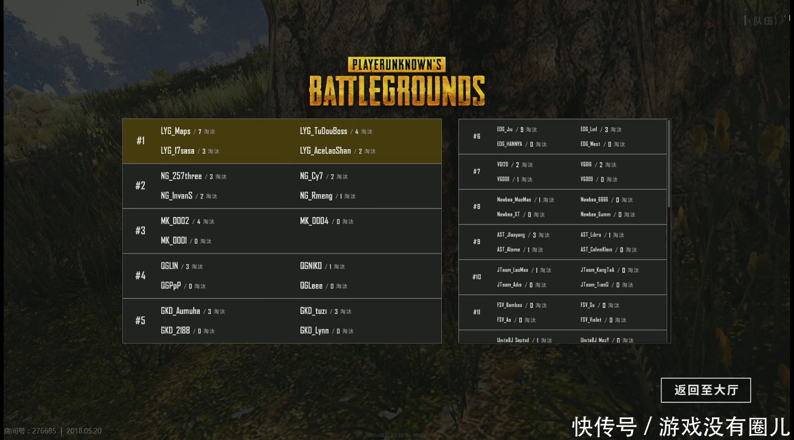 绝地求生斗鱼精英赛结束,17战队与NB211的K