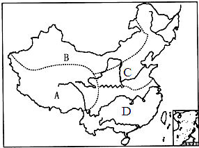 读"我国四大地理区域略图,回答下列问题.