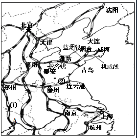 读中国东部沿海图,回答问题