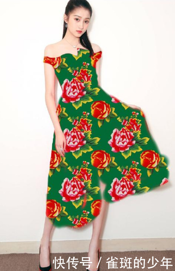 明星挑战东北大花布,摆拍动作男帅女靓,但没