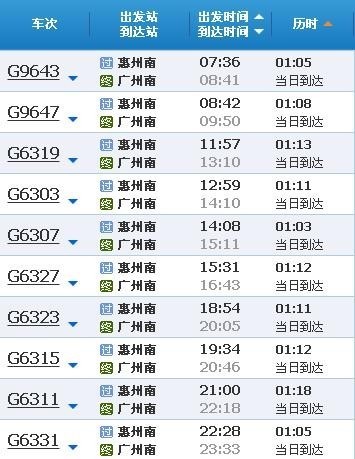 从惠州小金口北站有高铁到广州南站吗_360问