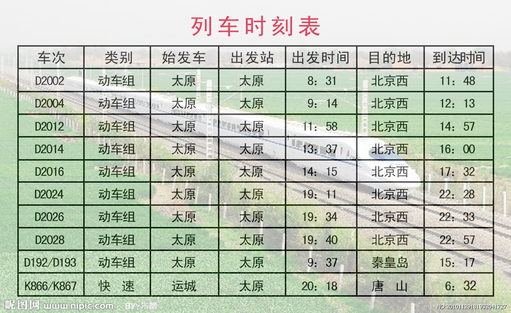 k7062次列车时刻表图片