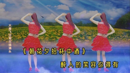 请你欣赏广场舞《朝花夕拾杯中酒》醉人的笑容你得有