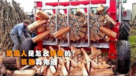 机械控 德国人是怎么劈柴的？劈柴如同开花，一台机械比使用斧头还快吗