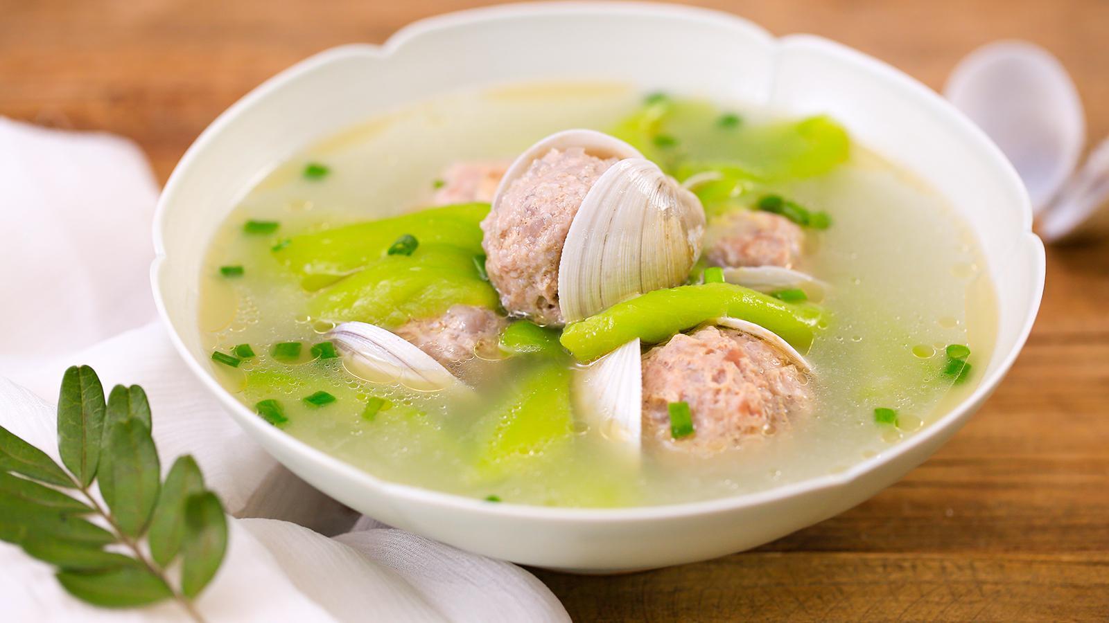 达人厨房 美食台｜丝瓜蛤蜊肉丸汤