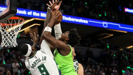 2021-2022赛季NBA集锦 唐斯25+11+5 爱德华兹25+5 字母哥缺阵 森林狼擒鹿