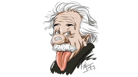 漫画人像：调皮的爱因斯坦