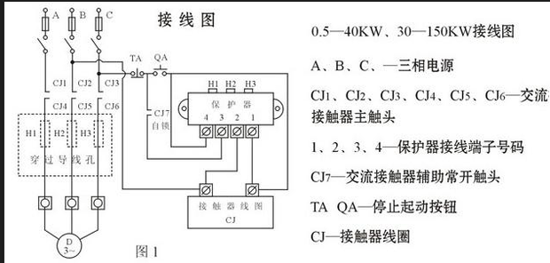 求正泰cjti-20接触器和jd-5电动机综合保护器 按钮 详细接线图