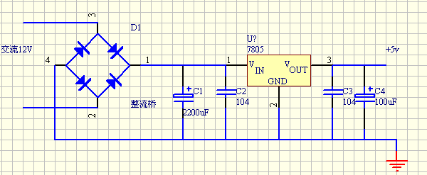 7805稳压电路图原理图片