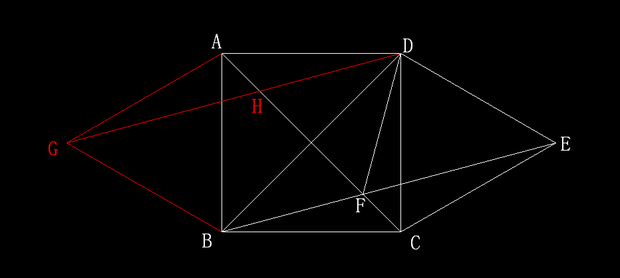 如图,以正方形abcd的cd边长作等边△dce,ac和be相交于点f,连接df.