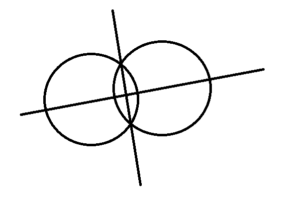 两个圆形交差只能画出两条对称轴怎么画