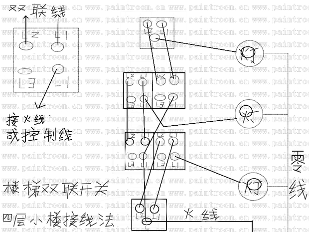 这是我自己画的楼梯双联开关接线图